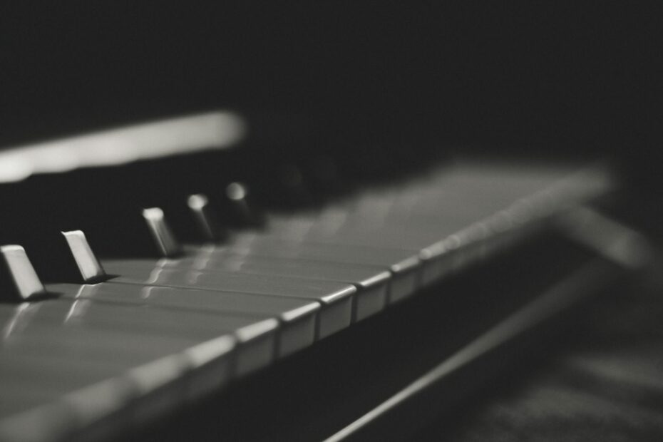 gray and black piano keys